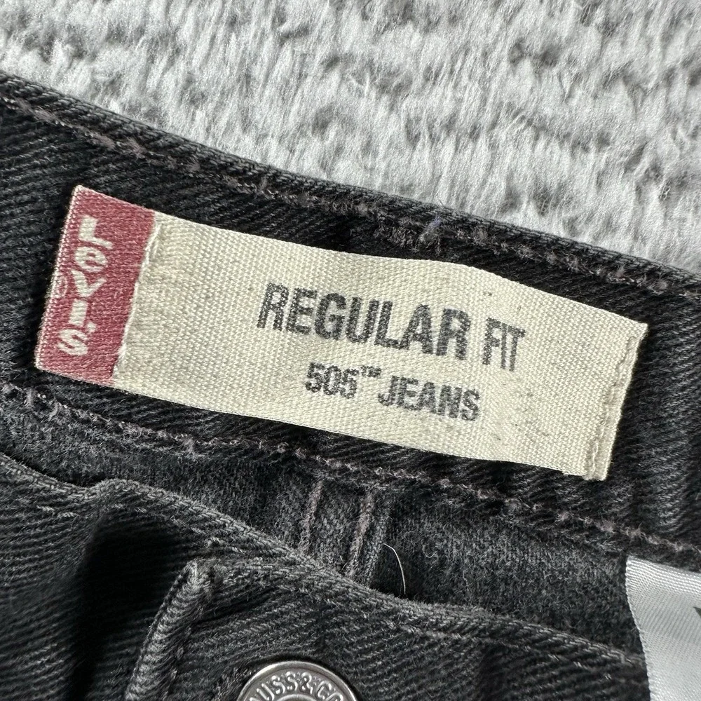 VINTAGE Levi 505 Jeans Mens 33x30 (30x29) Black Faded‎ Regular Fit Made in USA